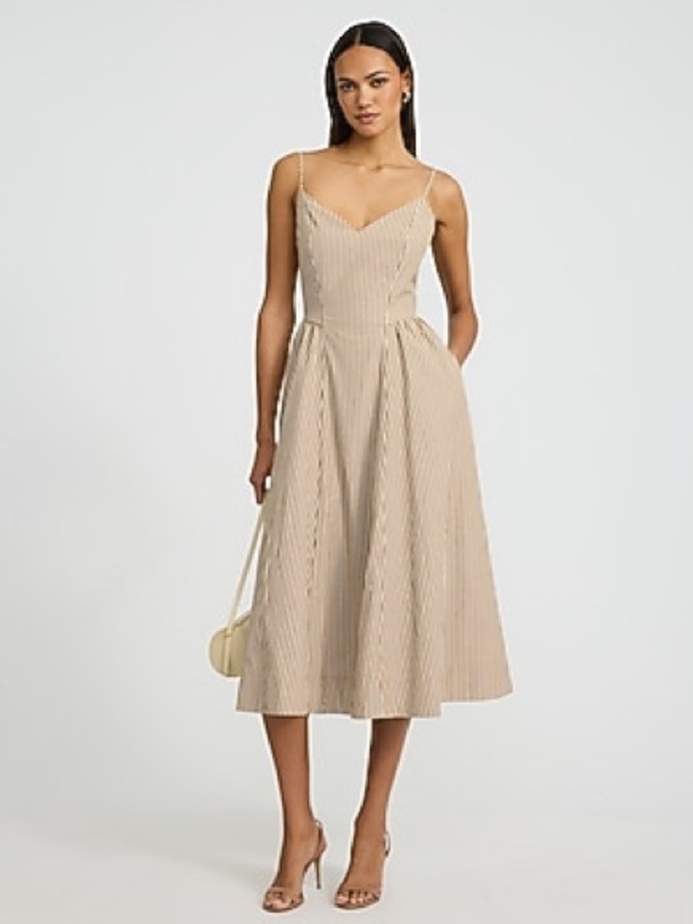 Express drop waist smocked back  striped midi dress